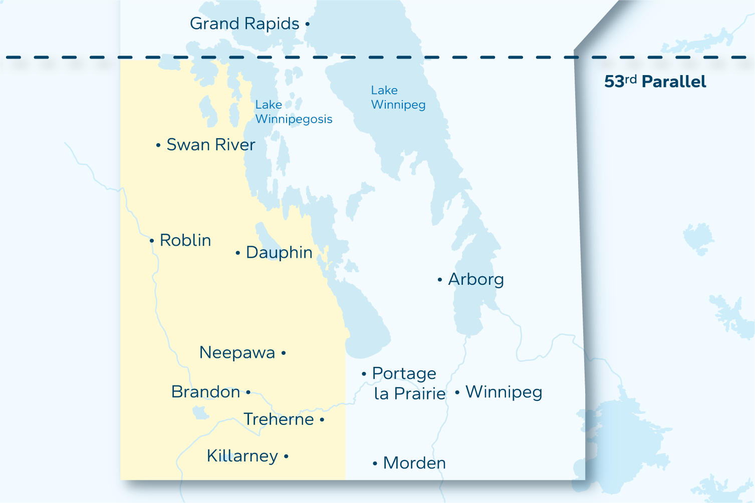 Map featuring eligible region for western trades development program
