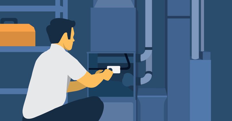 Illustration d’un technicien inspectant un appareil de chauffage