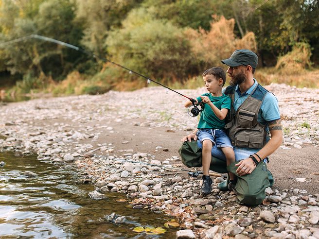 Father and son fishing