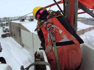 Thumbnail for video: “Manitoba Hydro’s first female power line technician”.
