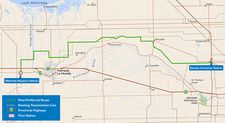 A map showing the final preferred route for the Dorsey to Wash’ake Mayzoon transmission line.