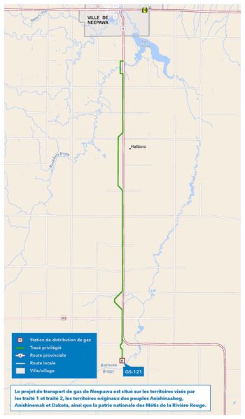 Tracé privilégié pour du gazoduc Neepawa