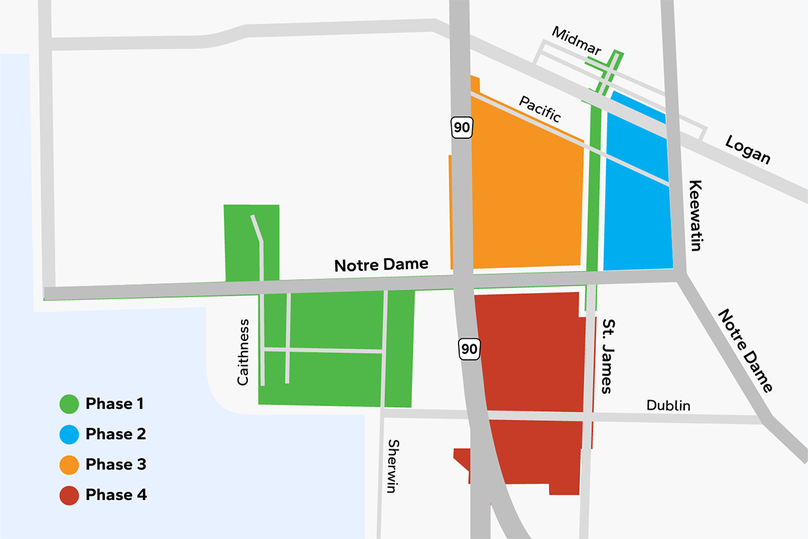 Notre Dame station conversion phases map
