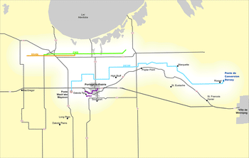 Carte montrant les projets en cours et prévus dans la région de Portage.