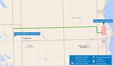 A map of the final preferred route for the Silver to Rosser Tap transmission project
