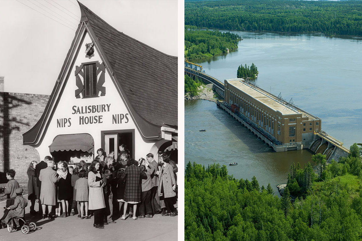 Une comparaison humoristique entre Salisbury House et la centrale de Slave Falls
