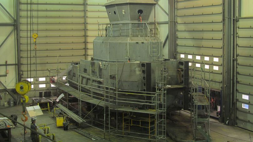 The Jessica Coy tugboat in construction.