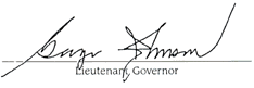 George Johnson, Lieutenant Governor signature