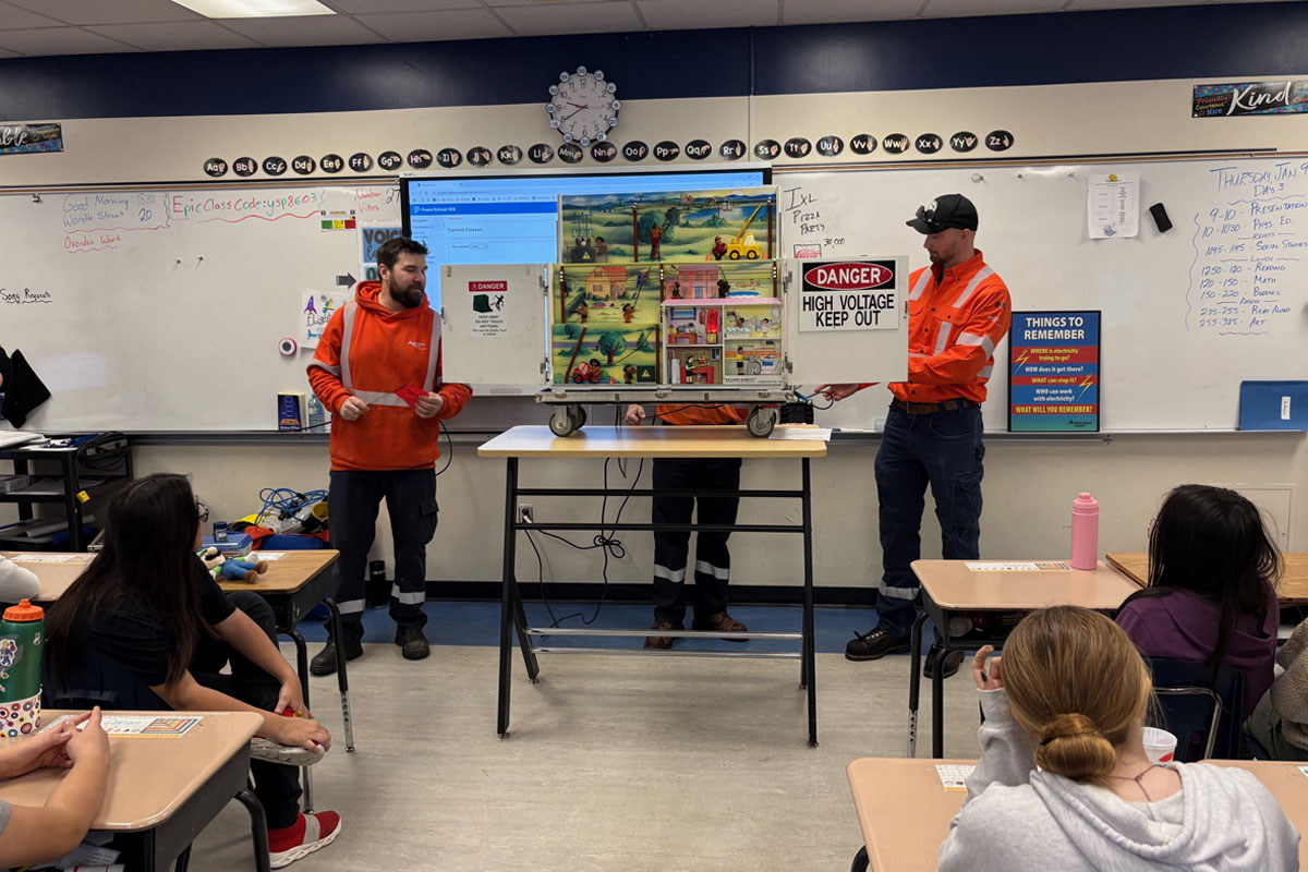 MB Hydro workers presenting to a class