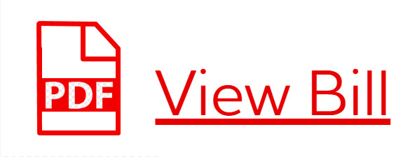 A screenshot of a red text that reads 'view bill pdf' with a small PDF icon next to it.