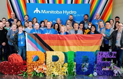 A group of Hydro employees celebrating Pride.